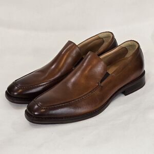 Johnston & Murphy Shoes Mens Size 8.5 Brown Leather Slip On Loafers Sheepskin